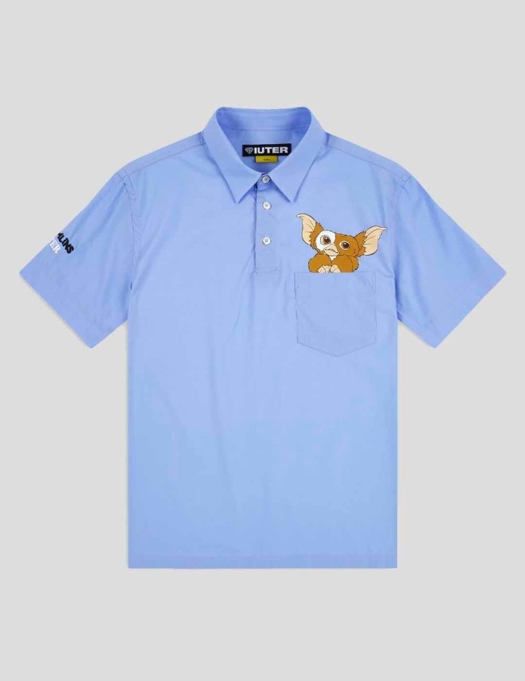 UITER x gremlins bella polo camicia blu